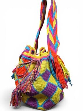 Colorful Handwoven Columbian Festival Bucket Bag NEW!